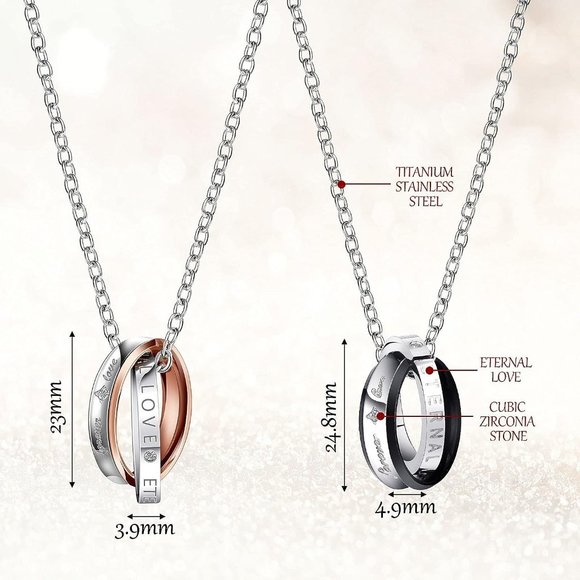 8 Pieces Couples Necklace Bracelet Matching Bracelets Set for Women Men,… - Picture 3 of 3